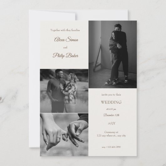 Invitation Mariage de collection photo moderne (Devant)