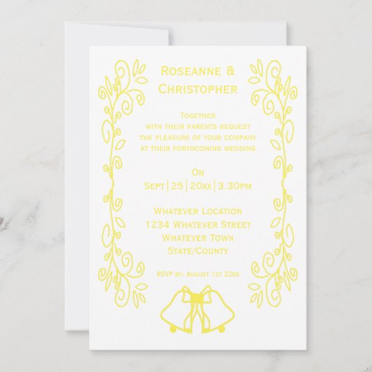 Invitation Mariage de conception de charpente citron (Devant)