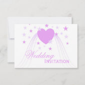 Invitation Mariage de conception de coeur couleur violet (Devant)