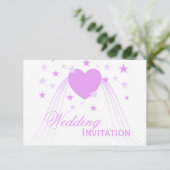 Invitation Mariage de conception de coeur couleur violet (Debout devant)