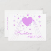 Invitation Mariage de conception de coeur couleur violet (Devant / Derrière)