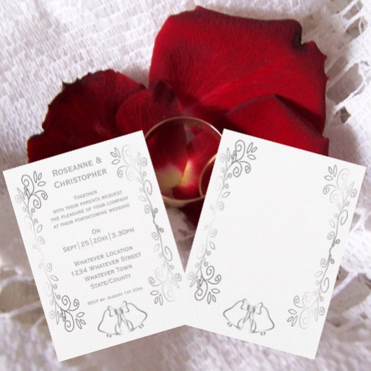 Invitation Mariage de conception de défilement Silver Bells