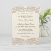 Invitation Mariage de conception de dentelle florale victorie (Debout devant)