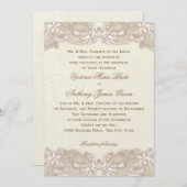 Invitation Mariage de conception de dentelle florale victorie (Devant / Derrière)