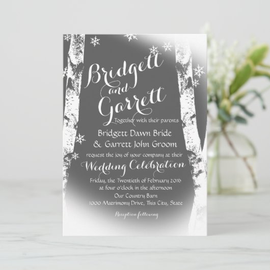 Invitation Mariage de conception des bouleaux d'hiver (Debout devant)