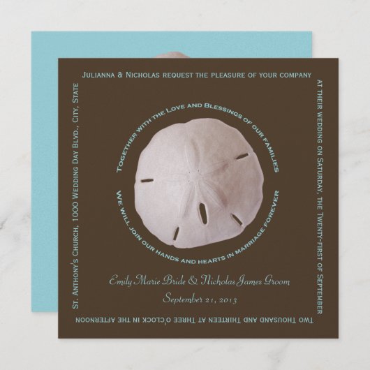 Invitation Mariage de conception du texte du cube de sable (Devant / Derrière)