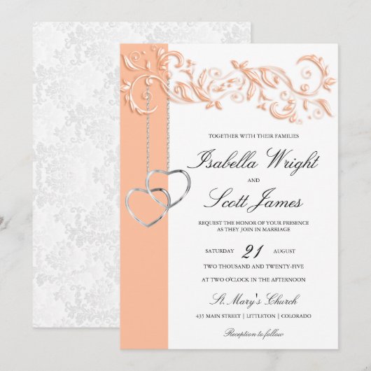 Invitation Mariage de conception florale (Devant / Derrière)