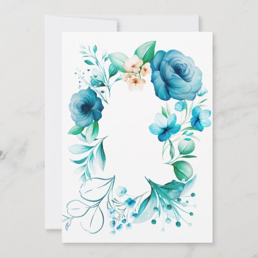 Invitation Mariage de conception florale bleu marine (Dos)