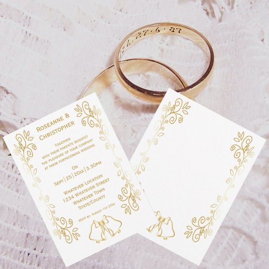 Invitation Mariage de conception Gold Bells