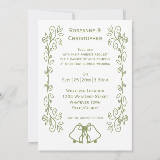 Invitation Mariage de conception Sage Bells Sollwork (Devant)