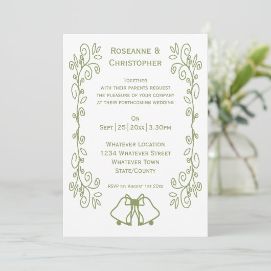Invitation Mariage de conception Sage Bells Sollwork (Debout devant)