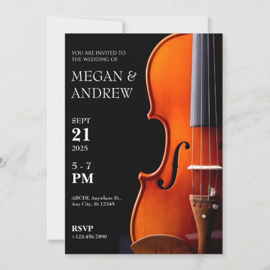 Invitation Mariage de concert de musique classique violon (Devant)
