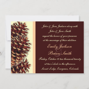 Invitation Mariage de cône de pin brun rustique