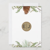Invitation Mariage de cône de pin d'hiver rustique (Dos)