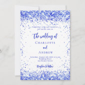 Invitation Mariage de confetti bleu royal (Devant)