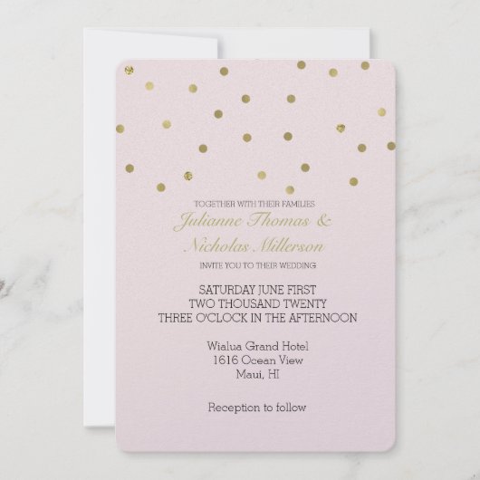 Invitation Mariage de Confetti en or rose (Devant)