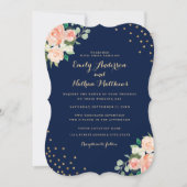 Invitation Mariage de Confetti Floral de Pêche de Marine (Devant)