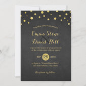 Invitation Mariage de Confetti Noir & Or moderne (Devant)