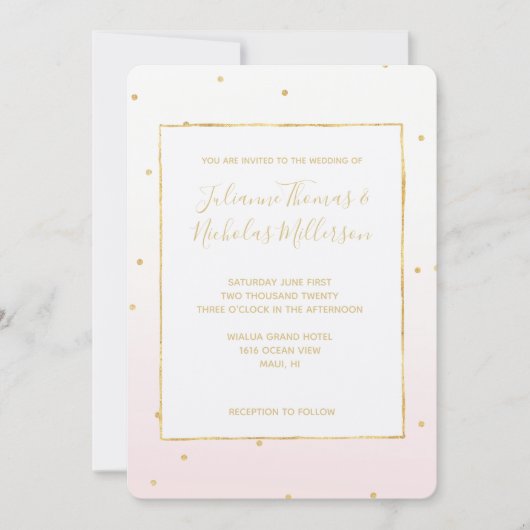 Invitation Mariage de Confetti Sparkle Ombre rose (Devant)