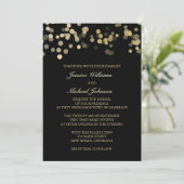 Invitation Mariage de confettis de parties scintillantes d'or (Debout devant)