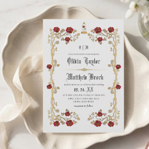 Invitation Mariage de conte de fée de la Bête dorée et de la