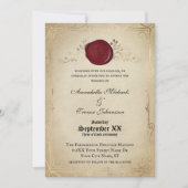 Invitation Mariage de conte de fée médiéval sur parchemin et  (Devant)