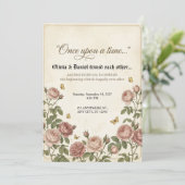 Invitation Mariage de conte de fées à la rose antique (Debout devant)