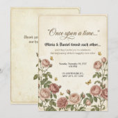 Invitation Mariage de conte de fées à la rose antique (Devant / Derrière)