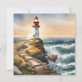 Invitation Mariage de conte de fées au phare côtier (Dos)