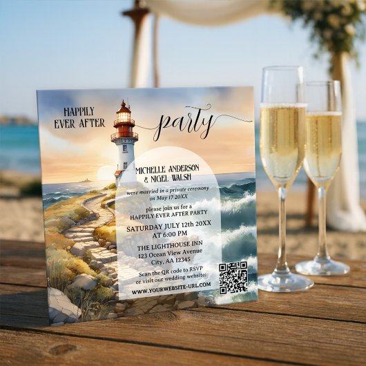 Invitation Mariage de conte de fées au phare côtier