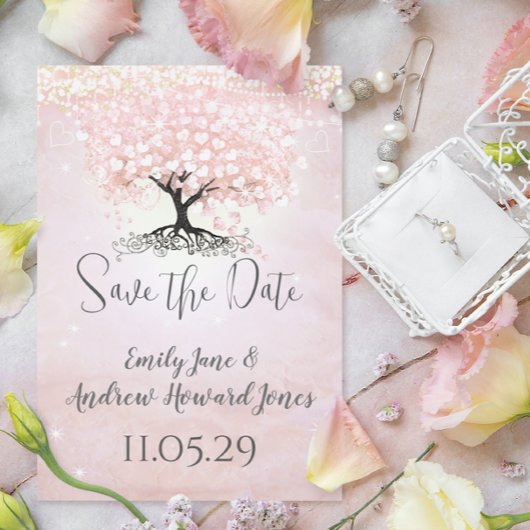 Invitation Mariage de conte de fées avec arbre à feuilles en