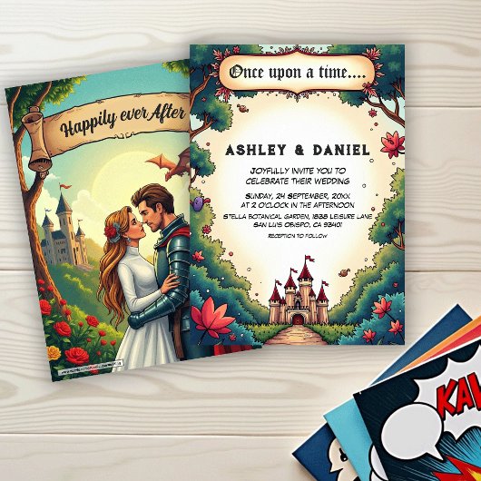 Invitation Mariage de conte de fées dans un château en bois