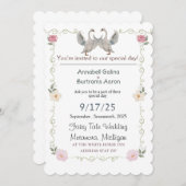 Invitation mariage de conte de fées de cygne (Devant / Derrière)