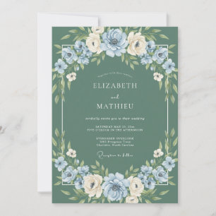Invitation Mariage de conte de fées hivernal en vert sauge