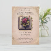 Invitation Mariage de Conte de Fées Romantique sur Fond Rose (Debout devant)