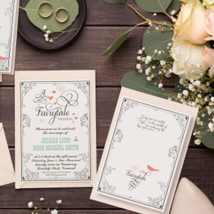 Invitation Mariage de conte de fées typographique cœurs menth
