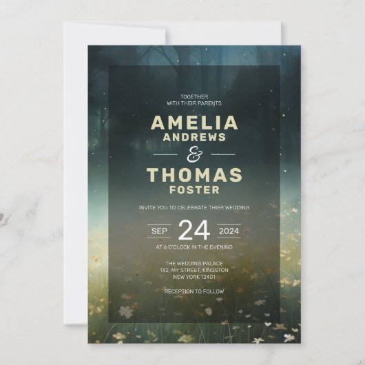 Invitation Mariage de conte de la forêt enchantée (Devant)