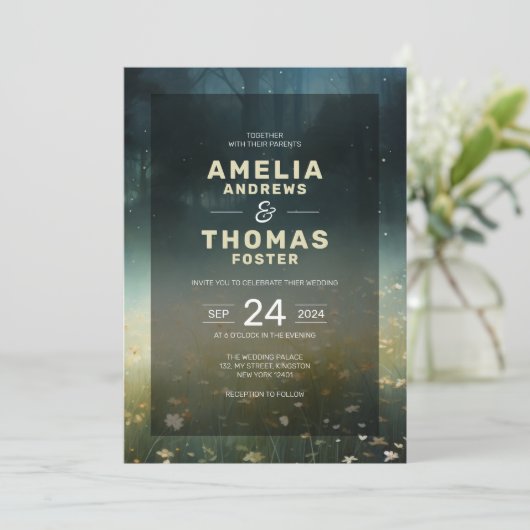 Invitation Mariage de conte de la forêt enchantée (Debout devant)