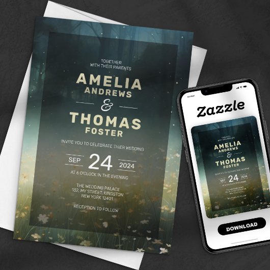 Invitation Mariage de conte de la forêt enchantée