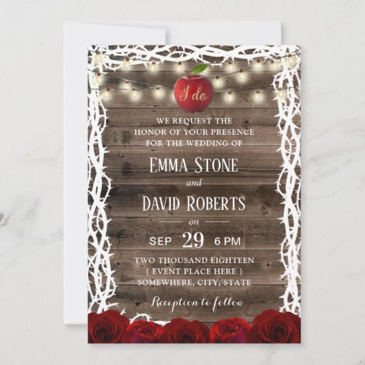 Invitation Mariage de contes de fées blanches de neige (Devant)