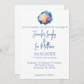 Invitation Mariage de coquillage de coquillage couleur à l'aq (Devant / Derrière)