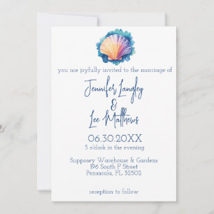 Invitation Mariage de coquillage de coquillage couleur à l'aq