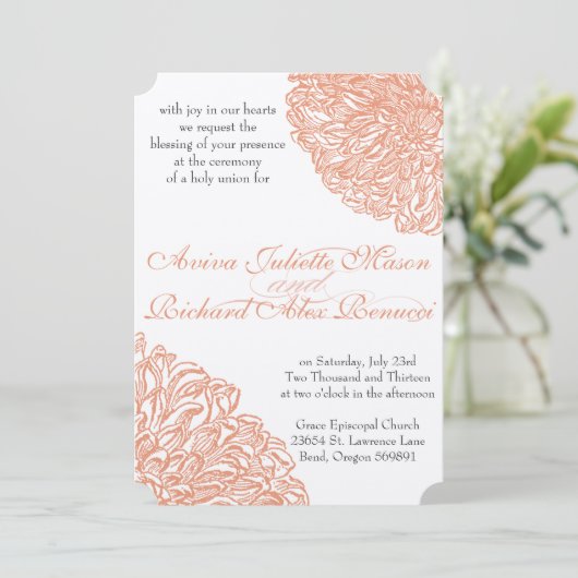 Invitation Mariage de corail Dahlia Peach (Debout devant)