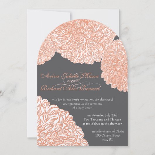 Invitation Mariage de corail Dahlia Peach (Devant)