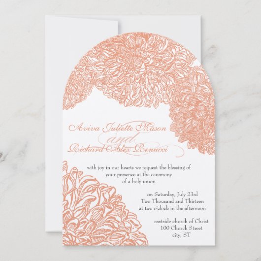Invitation Mariage de corail Dahlia Peach (Devant)