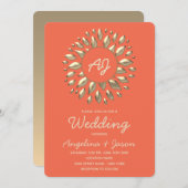 Invitation Mariage de corail d'été (Devant / Derrière)