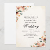 Invitation Mariage de Corail doux (Devant / Derrière)