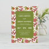 Invitation Mariage de corail et de fleurs vertes (Debout devant)