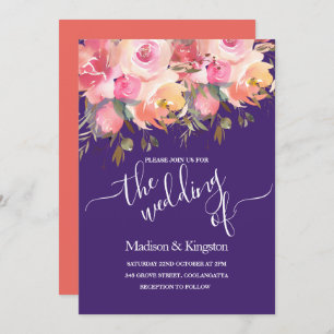 Invitation Mariage de corail rose violet tropical