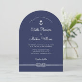 Invitation Mariage de corde Ancre bleue marine (Debout devant)